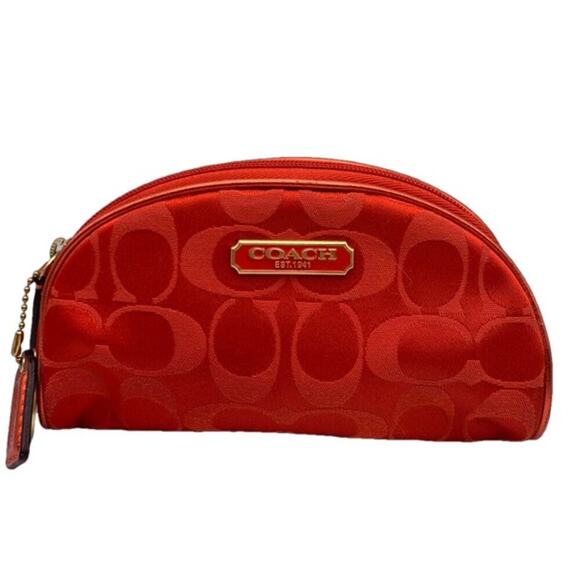 COACH Red Limited Edition Estee Lauder 2010 Cosmetic Make Up Bag - Picture 1 of 10